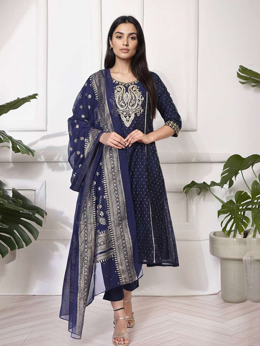 blue cotton kurta pant  set