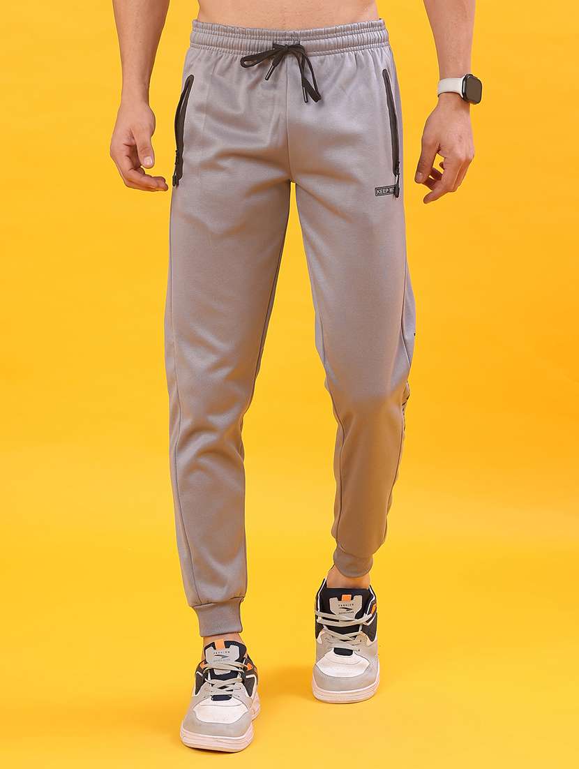 men solid mid rise regular fit jogger