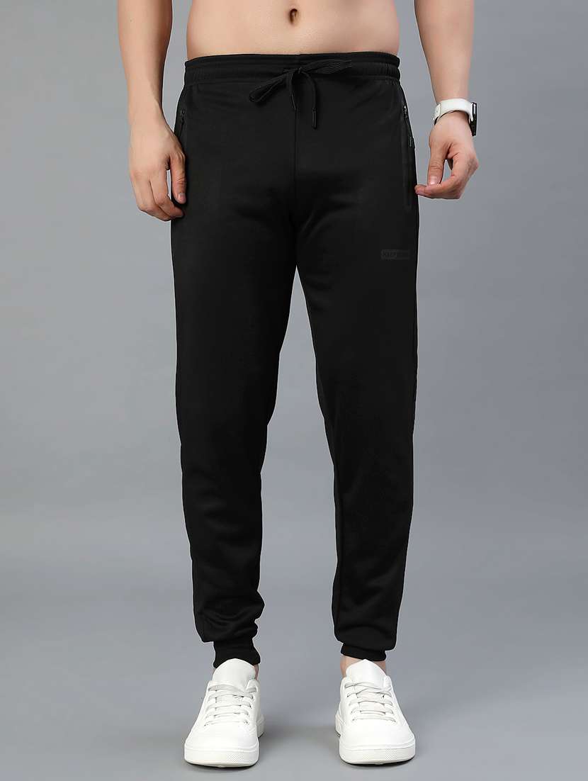 men solid mid rise regular fit jogger