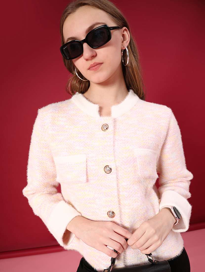 women self design long sleeve cardigan