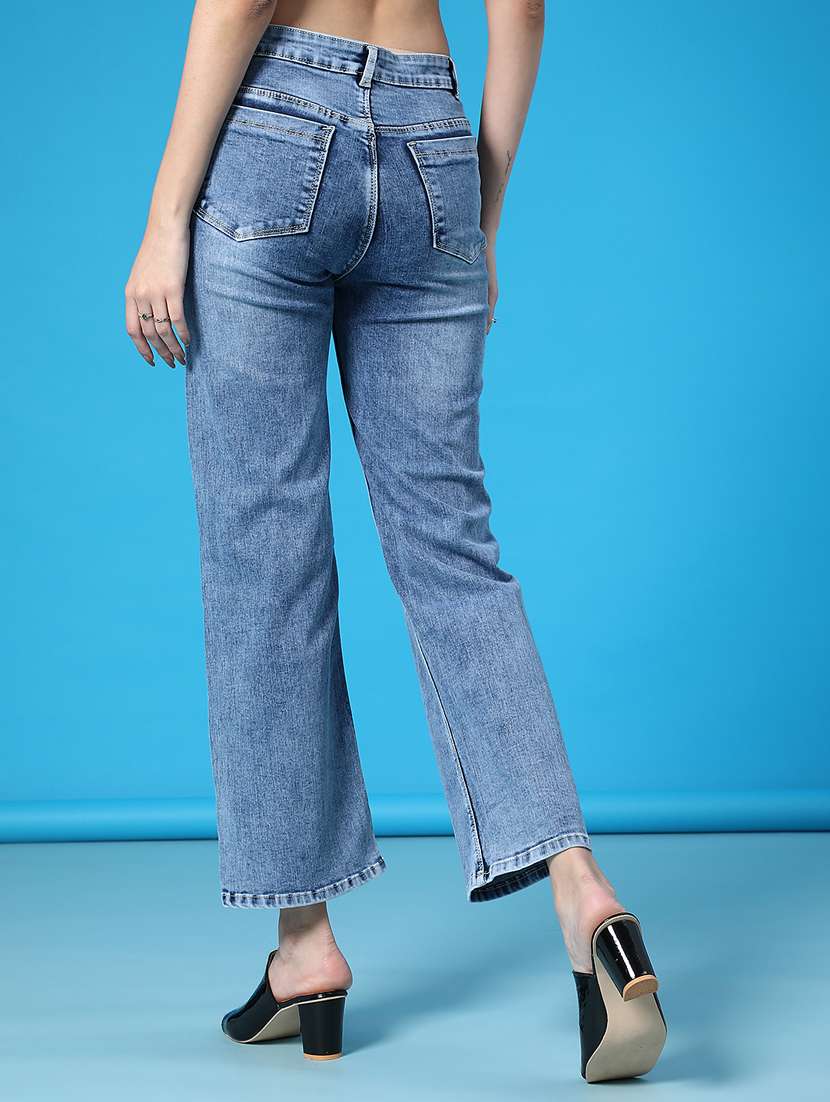 women solid high rise straight fit jean - 22079071 -  Standard Image - 3