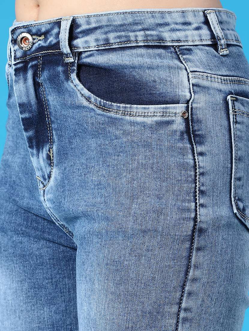 women solid high rise straight fit jean - 22079071 -  Standard Image - 5