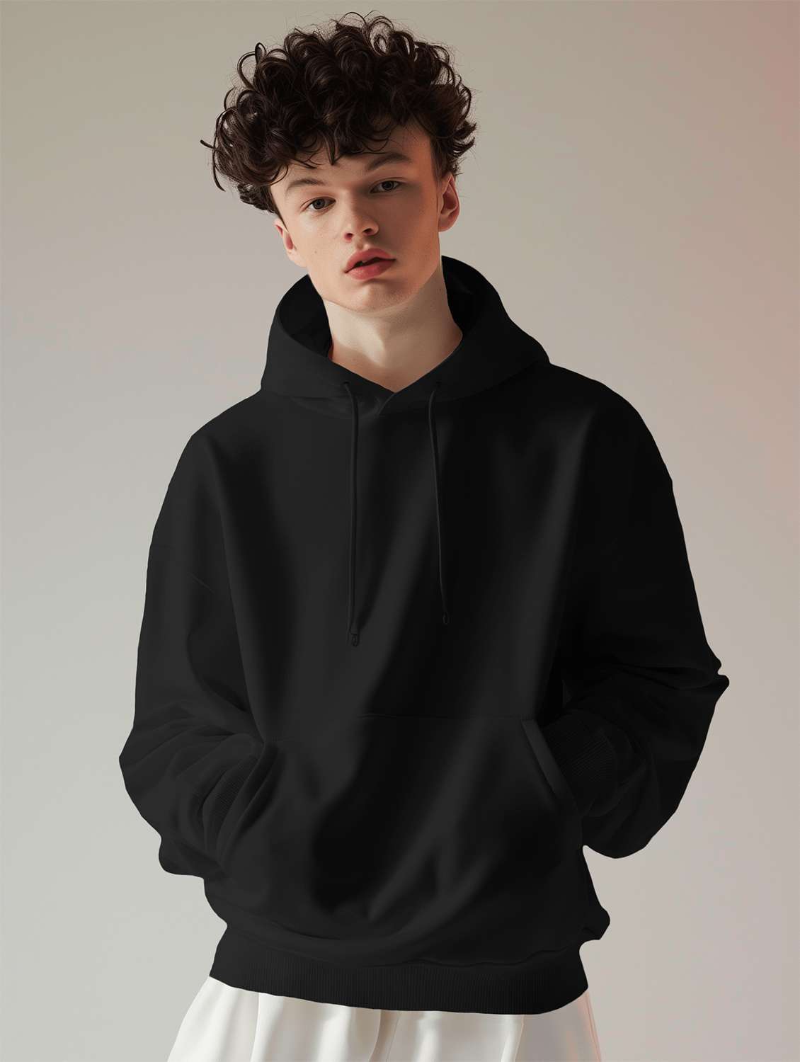 men solid print long sleeve hooded sweatshirt - 22079128 -  Zoom Image - 0