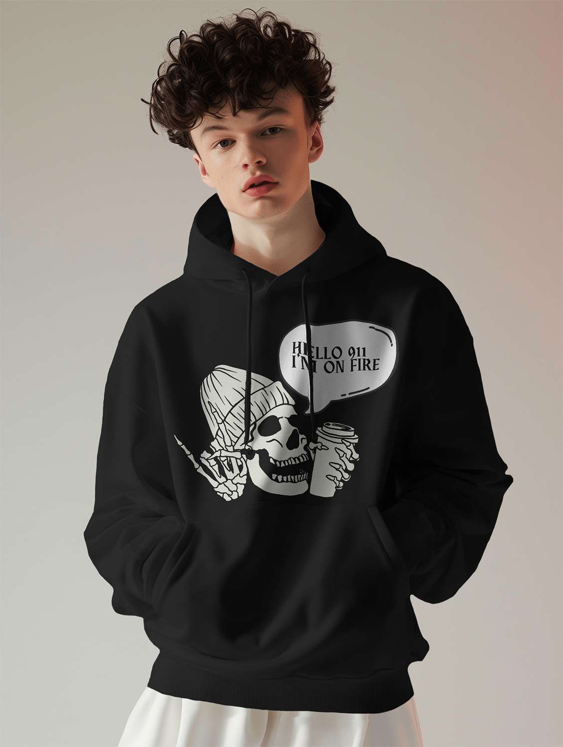 men front print long sleeve hooded sweatshirt - 22079133 -  Zoom Image - 0