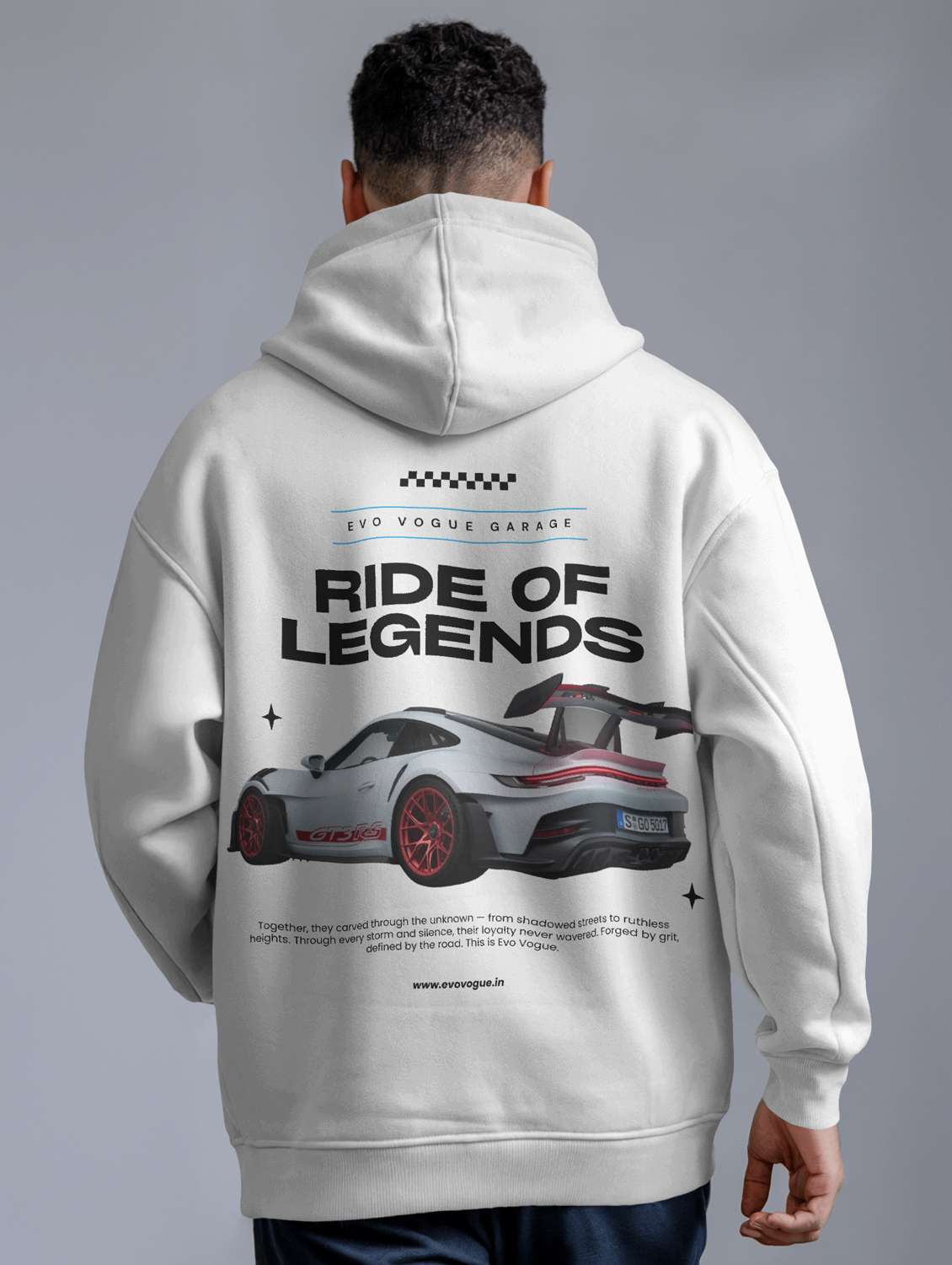 men front & back print long sleeve hooded sweatshirt
