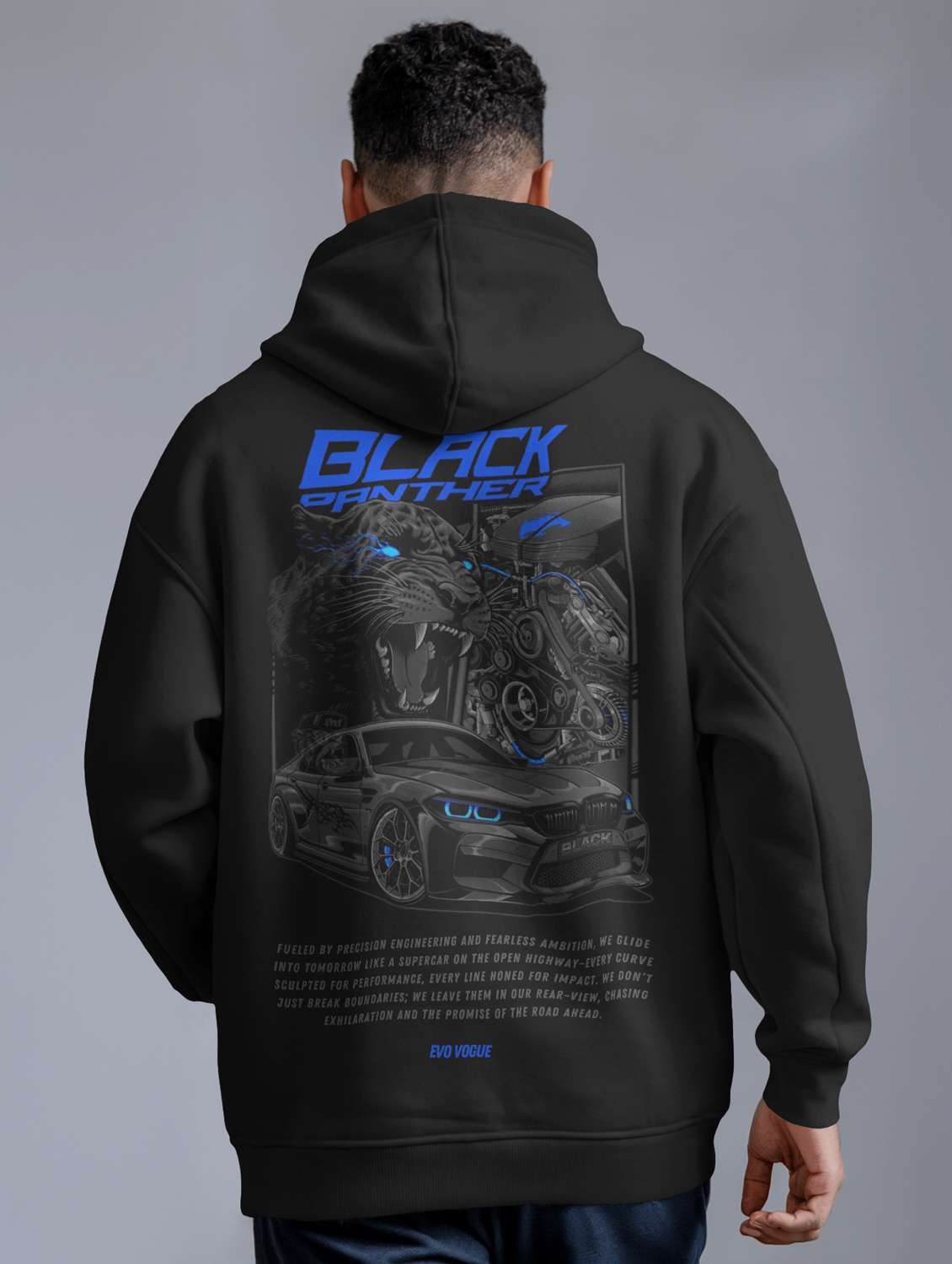 men front & back print long sleeve hooded sweatshirt