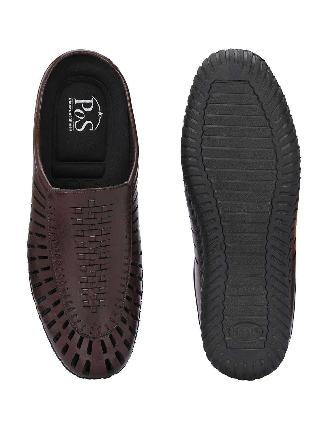 men brown slip on sandal - 22079194 -  Standard Image - 5