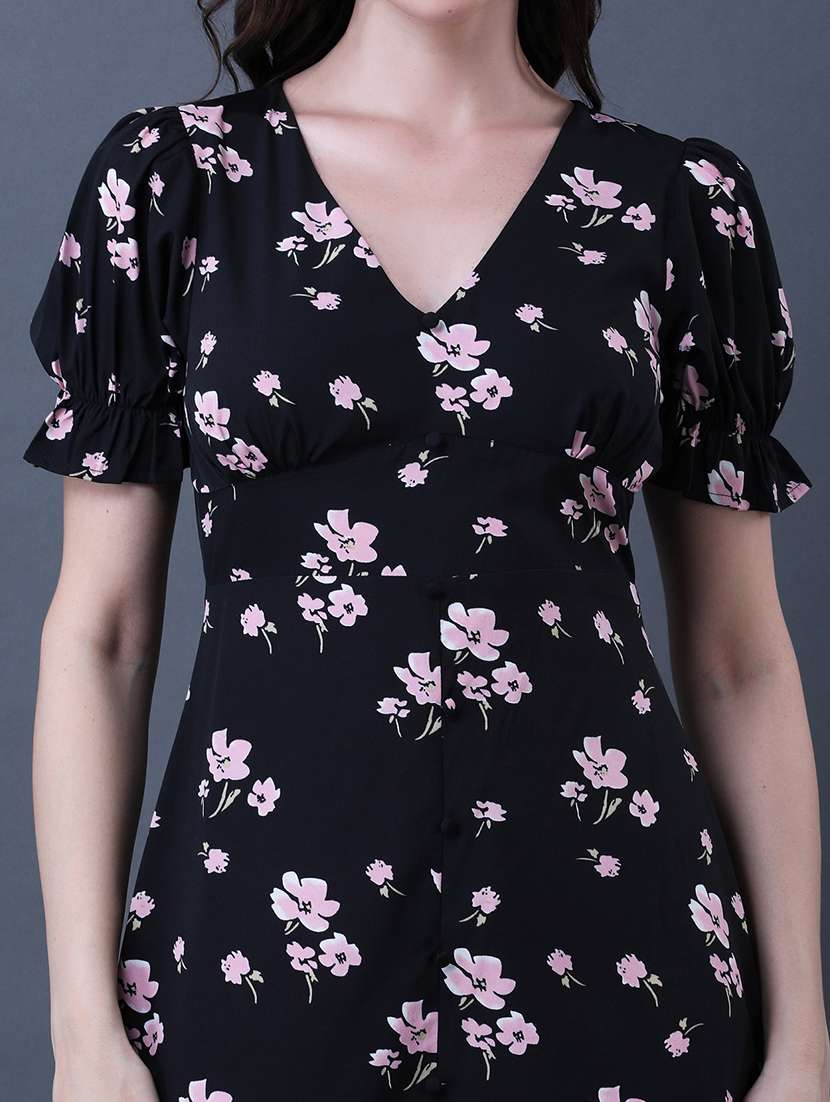 women floral print puff sleeve a-line dress - 22079199 -  Standard Image - 5