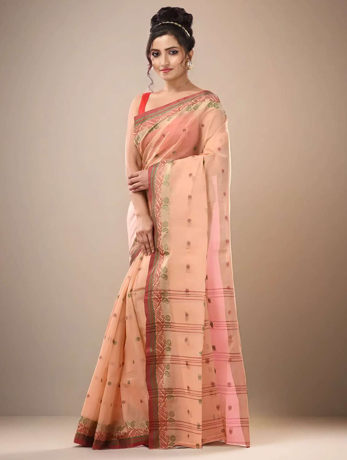 women self design tant saree - 22079274 - Standard Image - 3