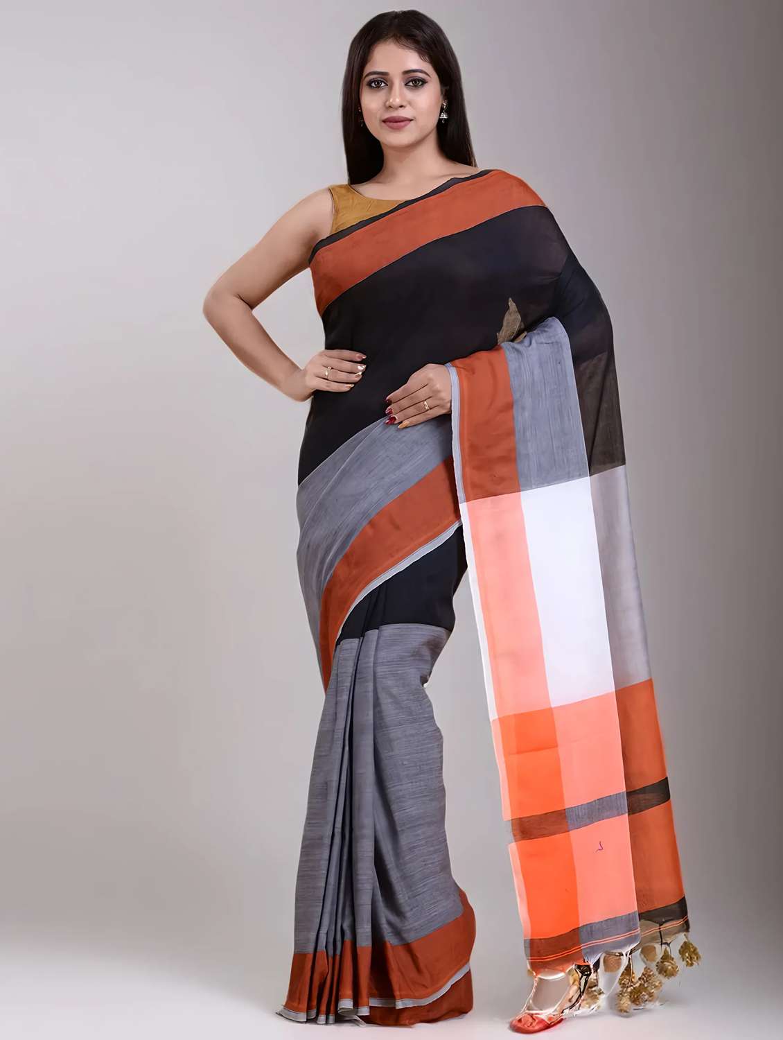 women black handloom saree with blouse