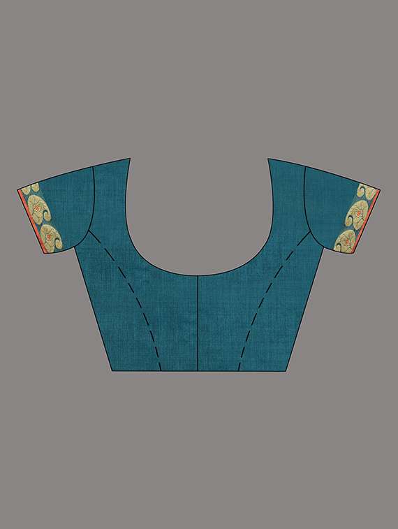 women solid with bordered handloom saree with blouse - 22079301 - Standard Image - 5