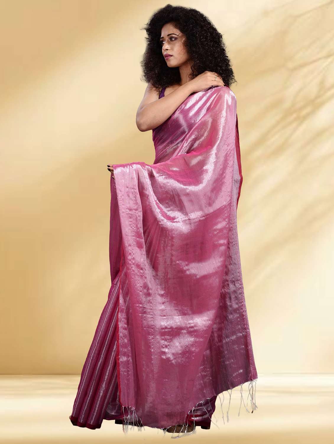 women solid handloom saree with blouse - 22079306 -  Standard Image - 3