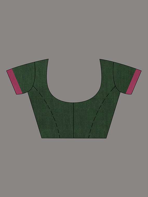 women solid with bordered handloom saree with blouse - 22079307 - Standard Image - 5
