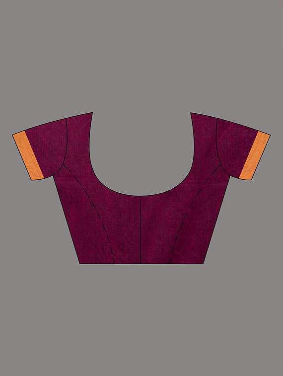 women solid with bordered handloom saree with blouse - 22079308 - Standard Image - 5