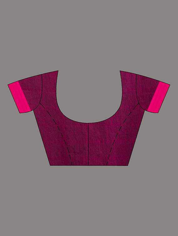 women solid with bordered handloom saree with blouse - 22079311 -  Standard Image - 5