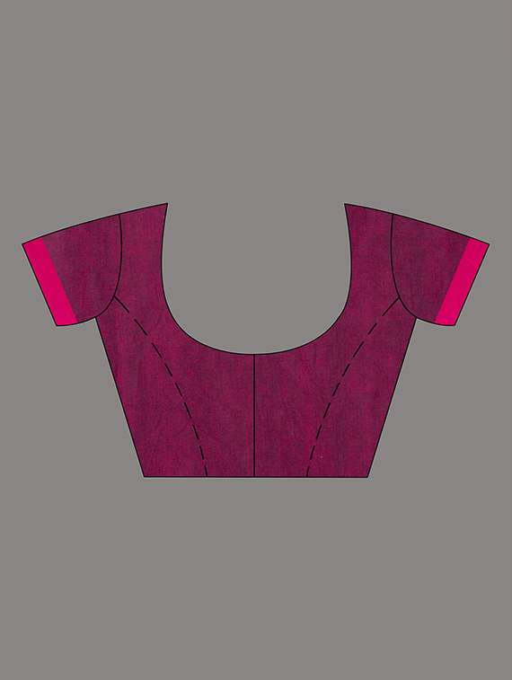 women solid with bordered handloom saree with blouse - 22079312 -  Standard Image - 5