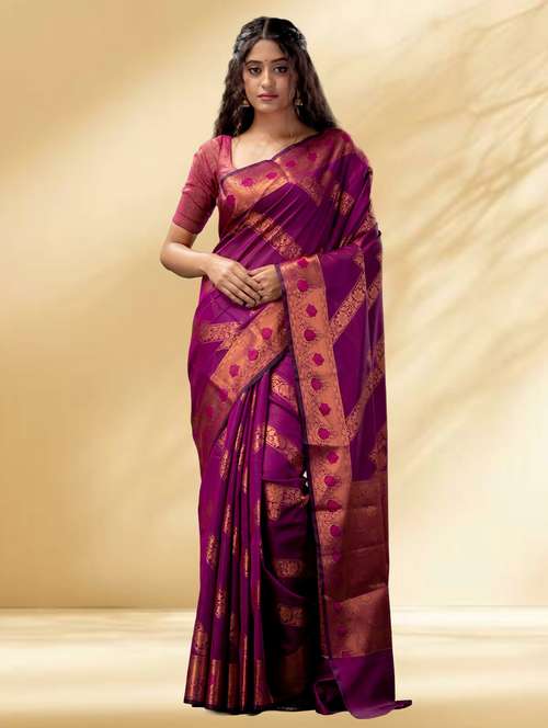 women self design bordered saree with blouse - 22079315 -  Standard Image - 0