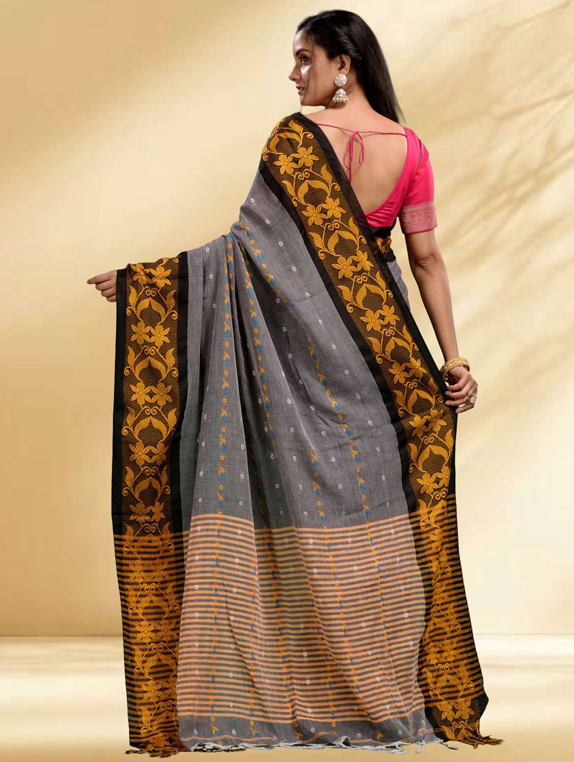 women self design handloom saree with blouse - 22079335 -  Standard Image - 3