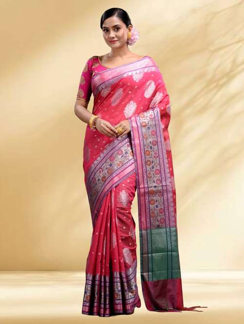 women self design handloom saree with blouse - 22079339 -  Standard Image - 0