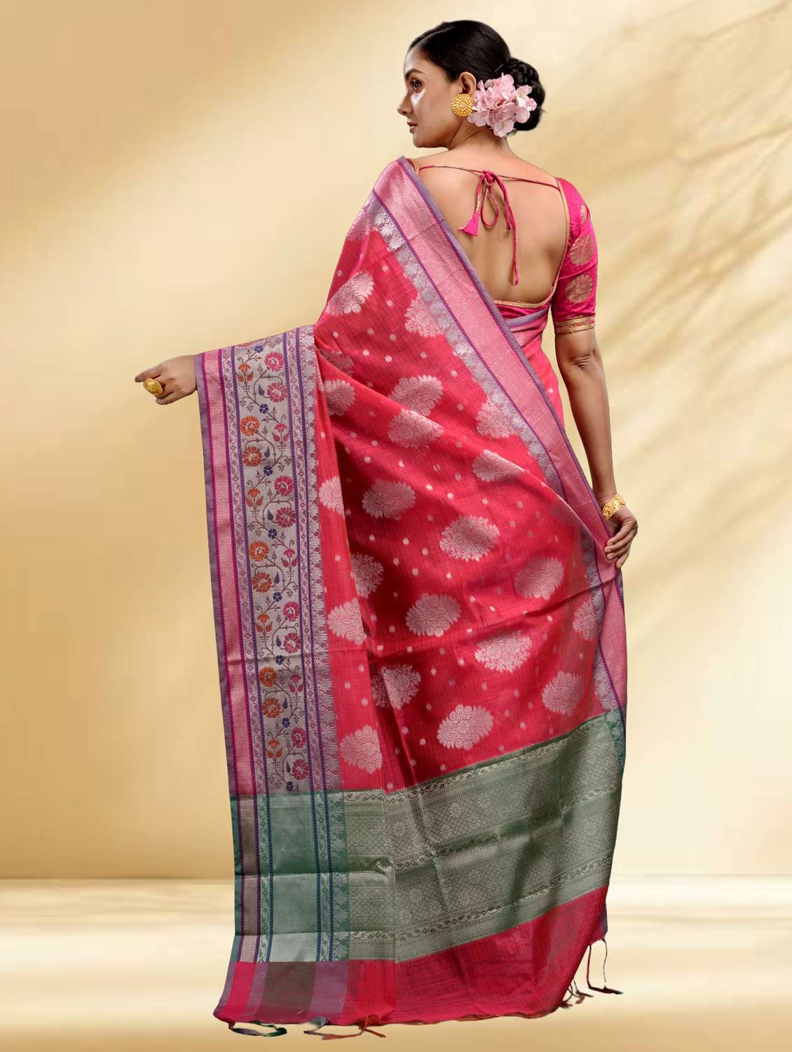 women self design handloom saree with blouse - 22079339 -  Standard Image - 3