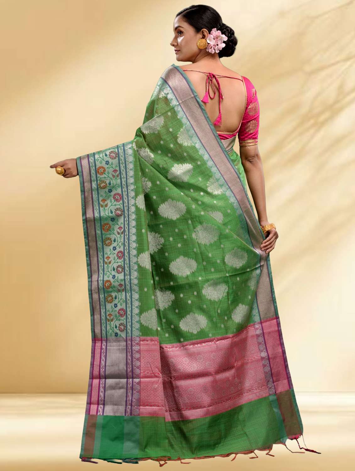 women self design handloom saree with blouse - 22079340 -  Standard Image - 3