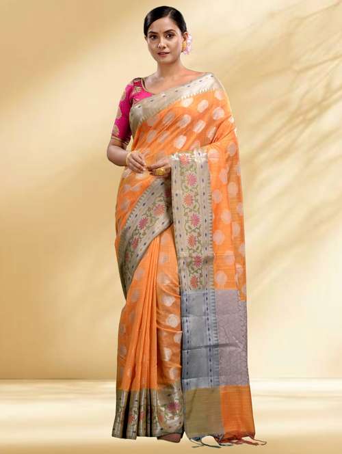 women self design handloom saree with blouse - 22079342 -  Standard Image - 0
