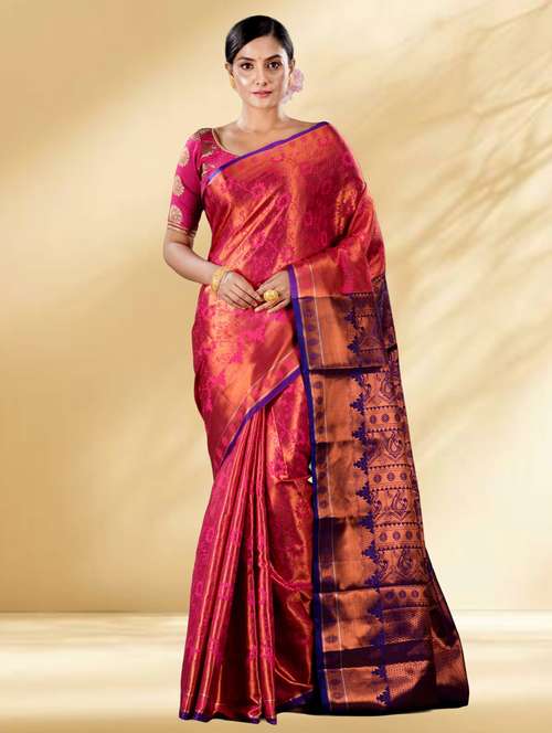 women self design kanjivaram saree with blouse - 22079343 - Standard Image - 0