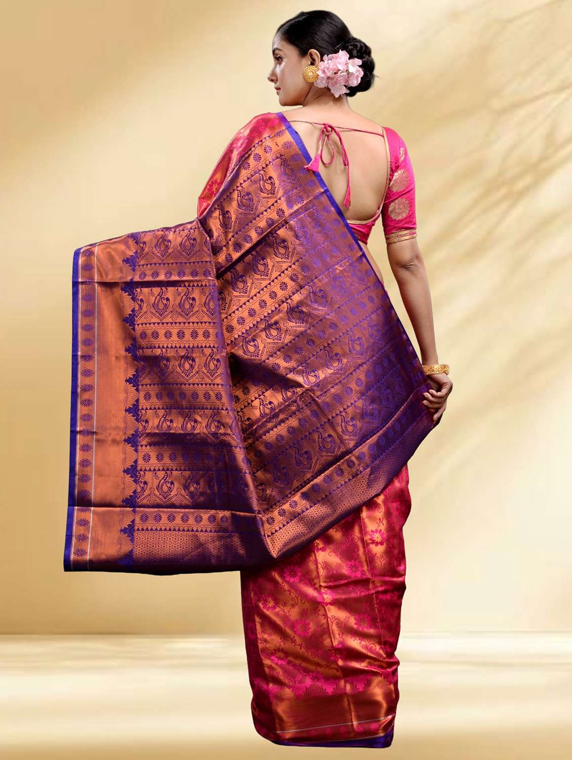 women self design kanjivaram saree with blouse - 22079343 - Standard Image - 3