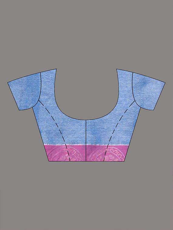 women solid with bordered handloom saree with blouse - 22079351 -  Standard Image - 5