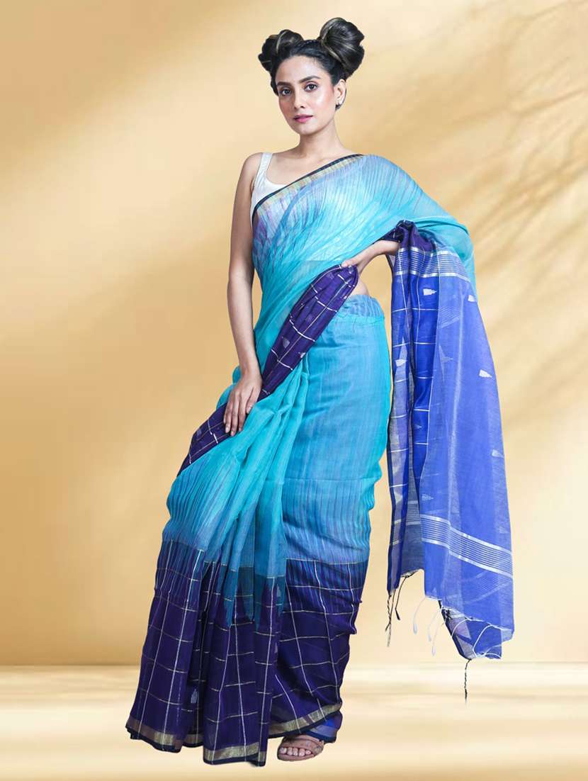 women self design handloom saree with blouse
