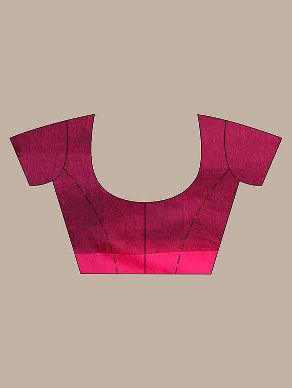 women solid with bordered handloom saree with blouse - 22079360 - Standard Image - 5