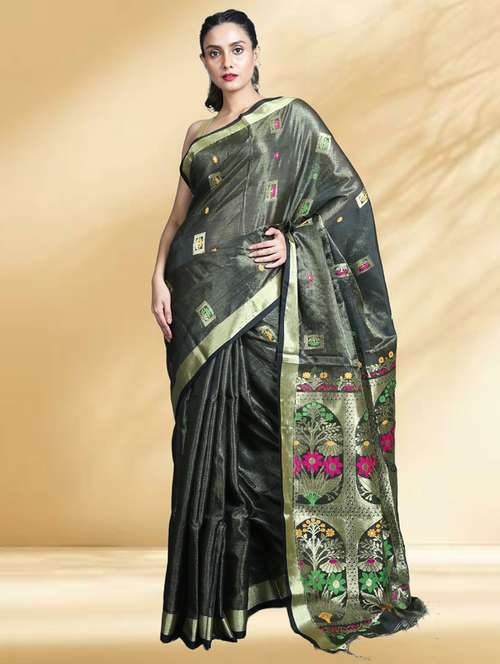women self design handloom saree with blouse - 22079376 -  Standard Image - 0