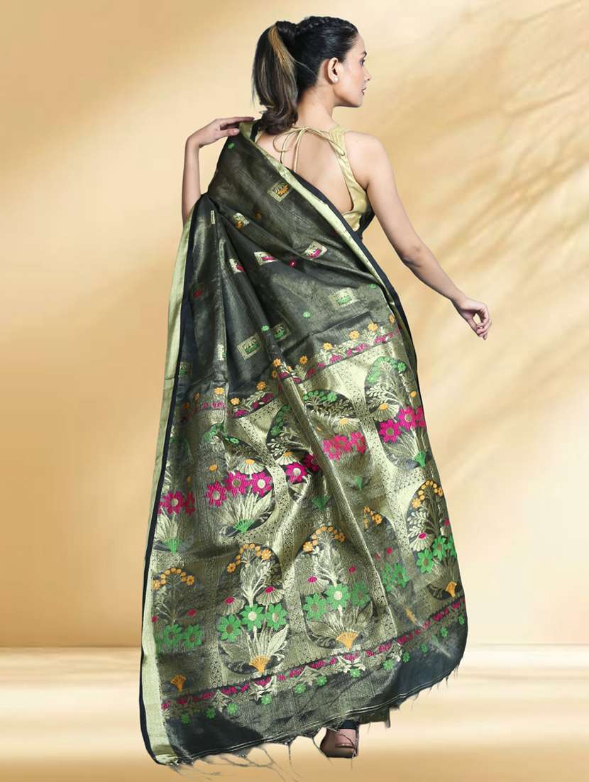 women self design handloom saree with blouse - 22079376 -  Standard Image - 3