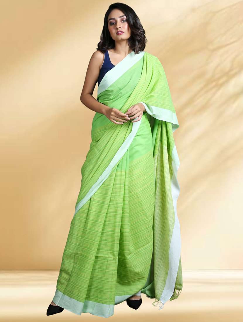 women striped handloom saree with blouse
