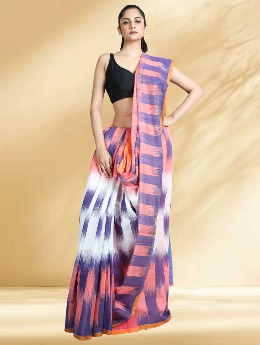 women self design handloom saree with blouse