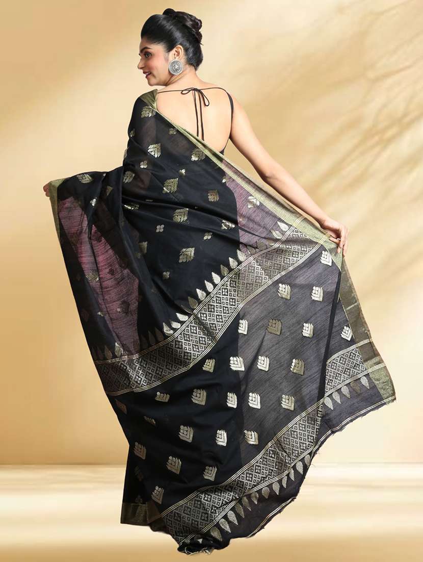 women self design handloom saree with blouse - 22079386 -  Standard Image - 3