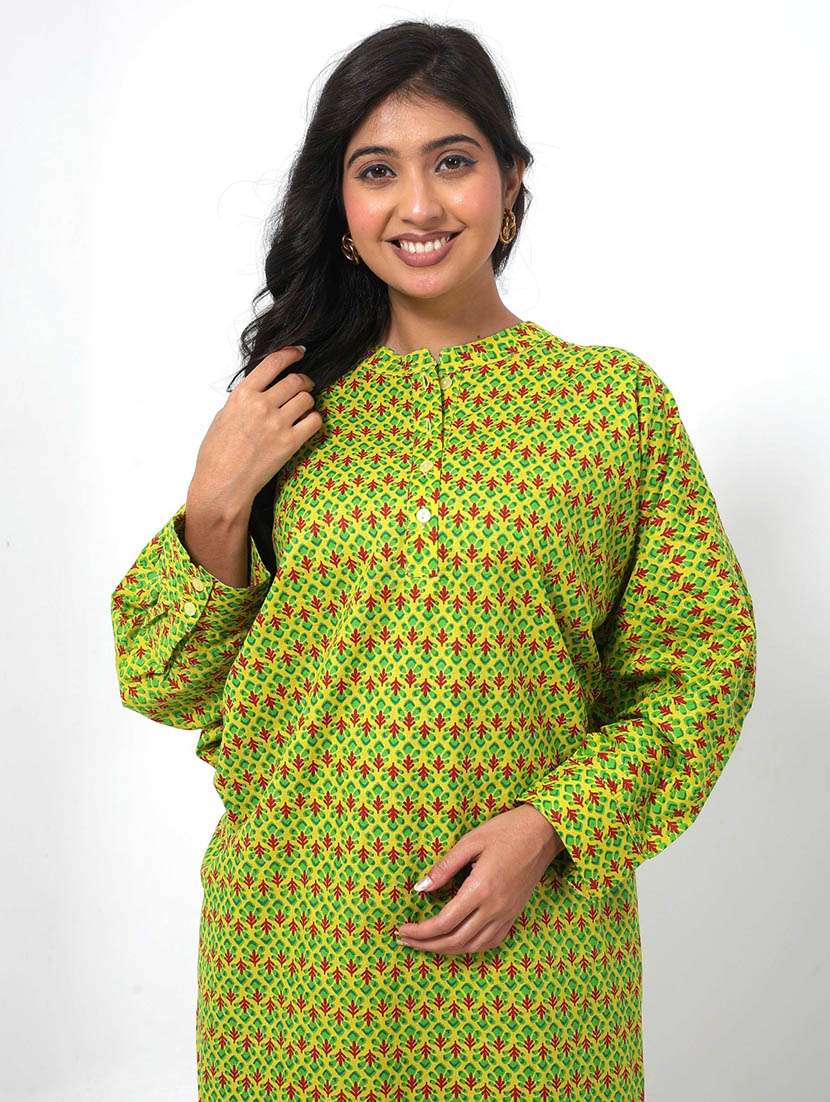 women printed puff sleeve high low tunic - 22079394 - Standard Image - 3
