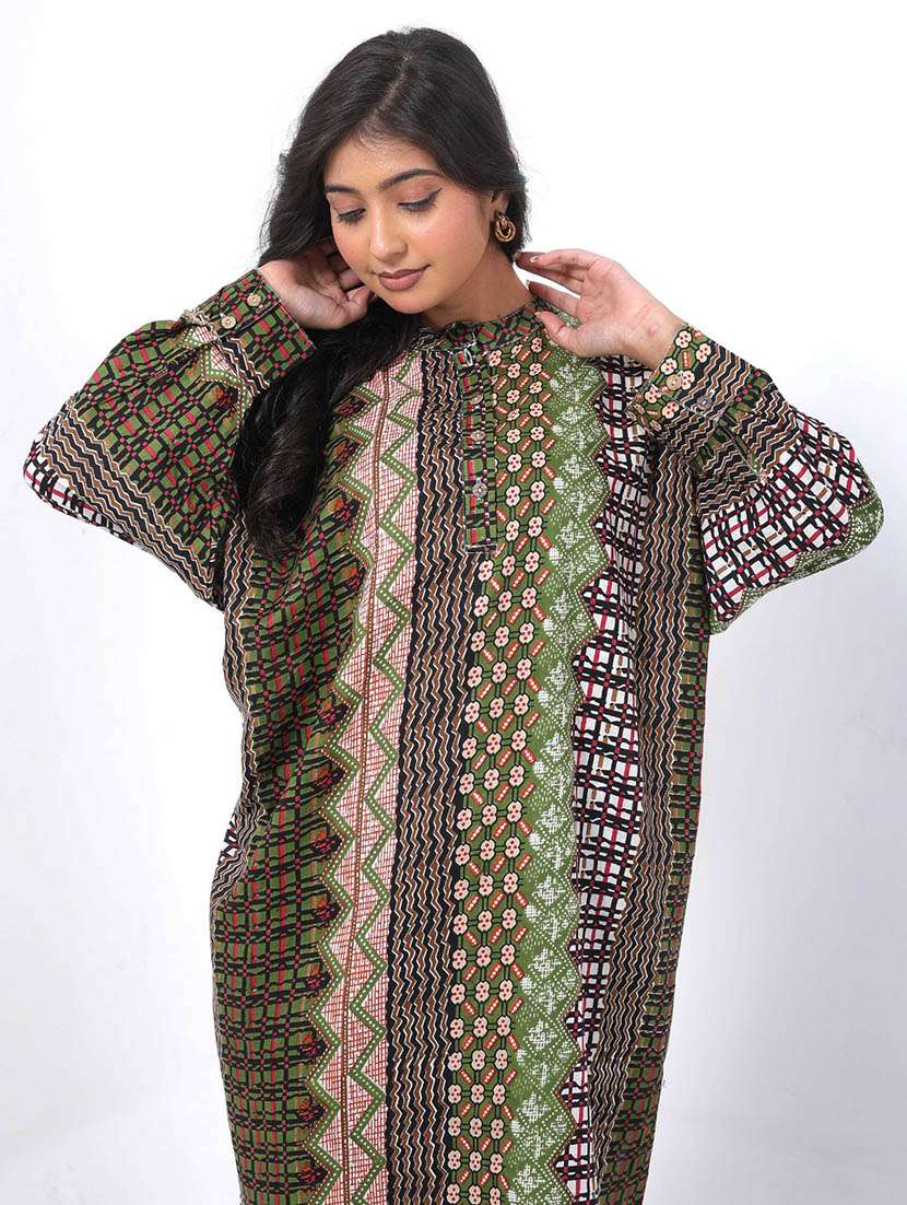 women printed puff sleeve high low tunic - 22079395 - Standard Image - 3