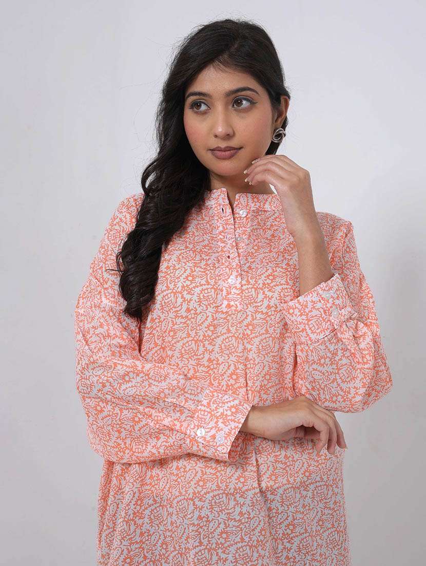 women printed puff sleeve high low tunic - 22079396 - Standard Image - 3