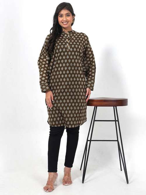 women printed puff sleeve high low tunic - 22079397 -  Standard Image - 0
