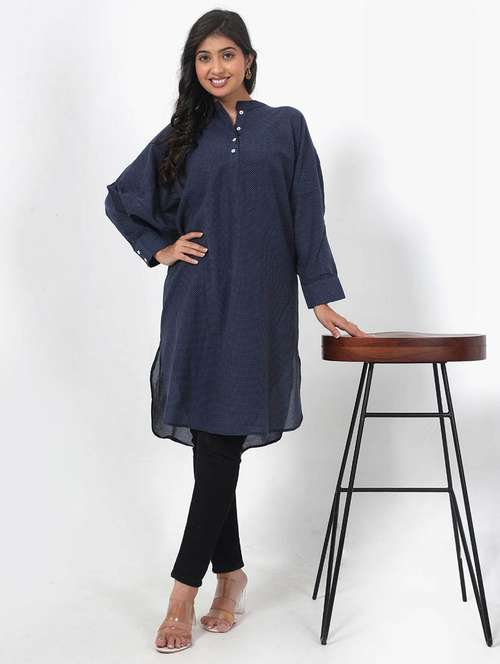 women polka doted long sleeve high low tunic - 22079401 -  Standard Image - 0