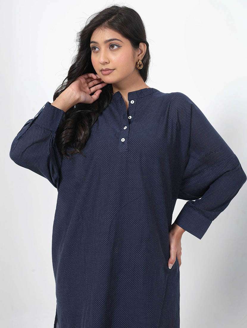 women polka doted long sleeve high low tunic - 22079401 - Standard Image - 3