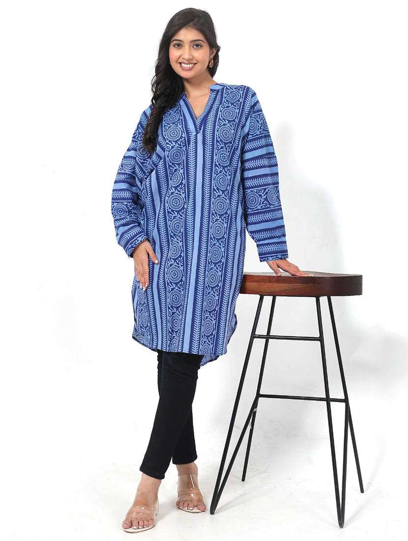 women printed long sleeve high low tunic - 22079408 -  Zoom Image - 0