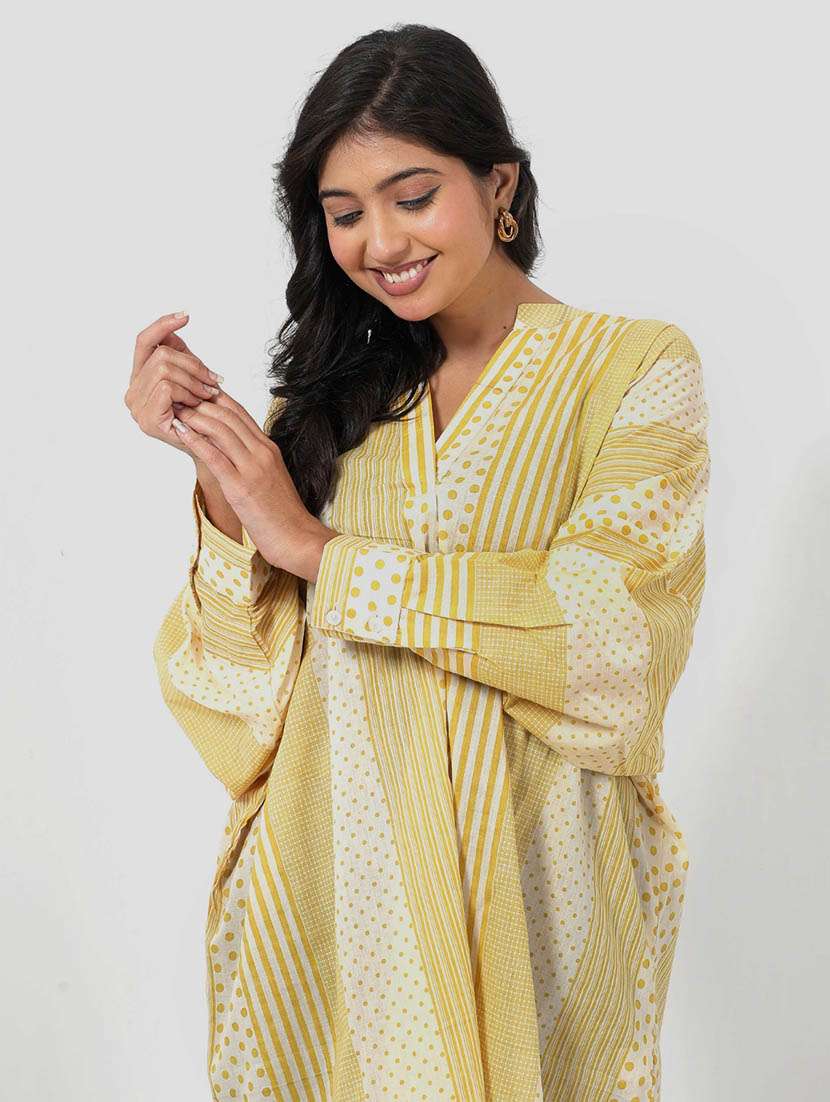 women printed long sleeve high low tunic - 22079412 - Standard Image - 3