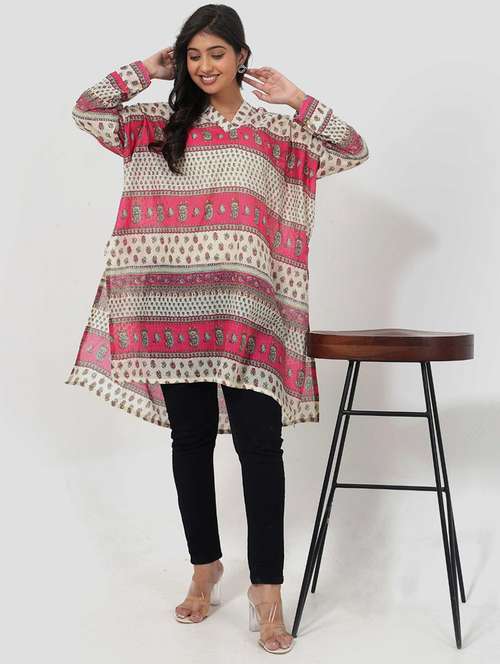 women printed long sleeve relaxed fit kurti - 22079415 -  Standard Image - 0