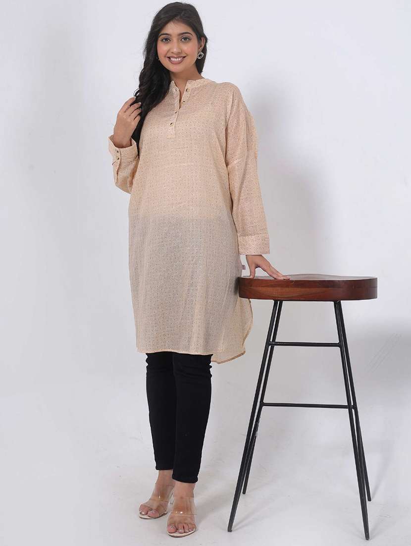 women printed mandarin neck long sleeve straight kurta - 22079416 - Zoom Image - 0