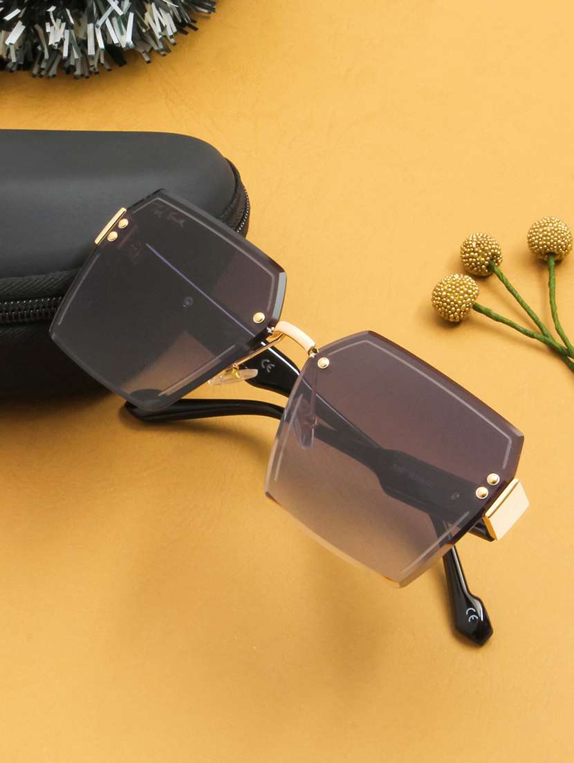 ted smith eyewear unisex |  rimless square stylish sunglasses |  uv protected | for men and women