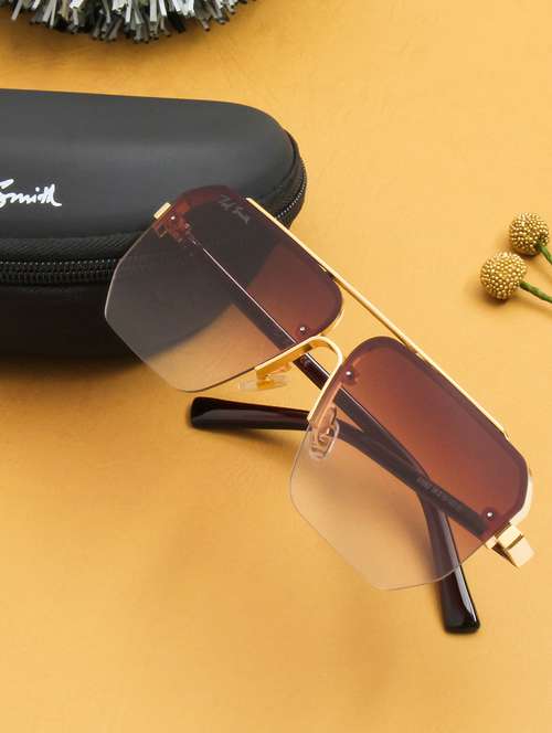 ted smith eyewear unisex | half rim aviator stylish sunglasses | uv protected | for men and women - 22079422 - Standard Image - 0