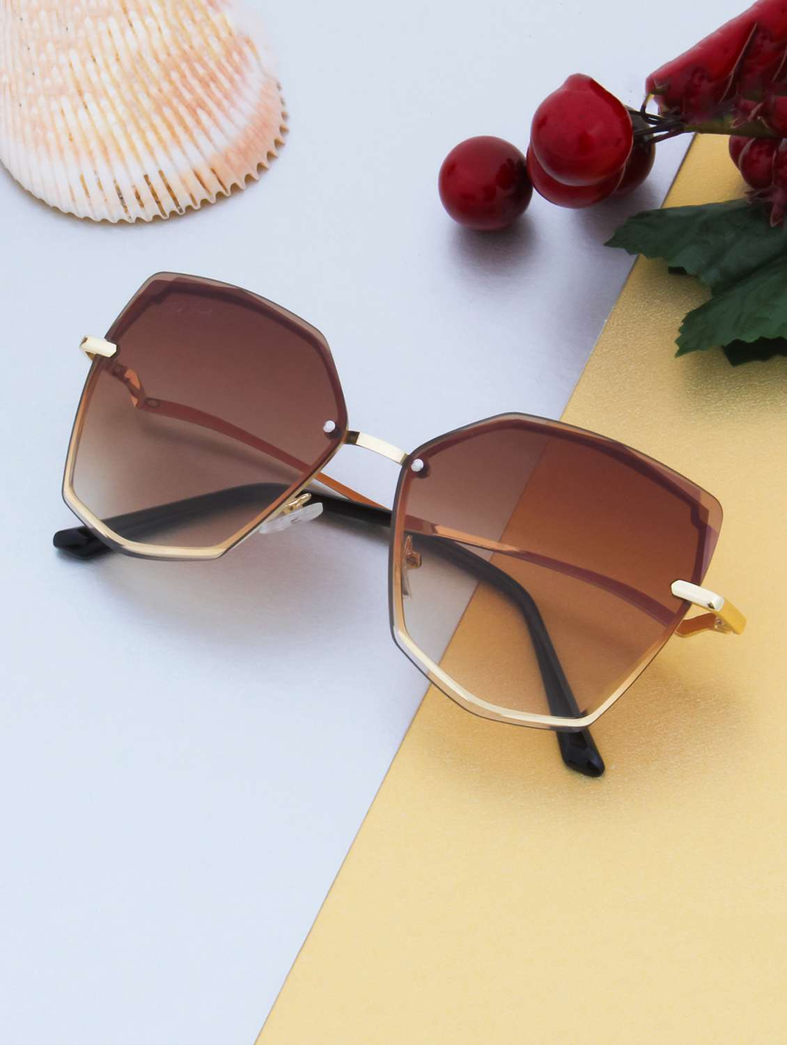 ted smith eyewear  |  rimless square stylish sunglasses |  uv protected | for  women - 22079444 -  Zoom Image - 0