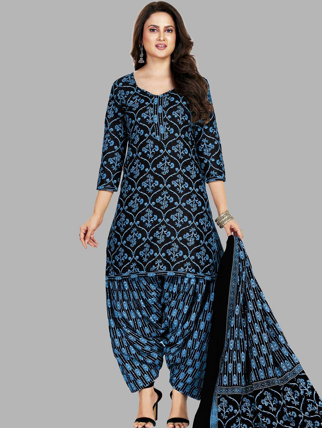 women printed unstitched salwar suit set
